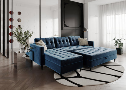 SYDNEY WITH POUFFE - Universal Corner Sofa with Sleeping Function by Click Connector, Various Colours >225 cm<