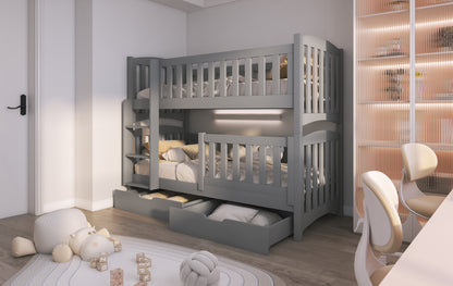 NATHANIEL - Perfect Bunk Bed with 2 Drawers, Various Colours, Left or Right