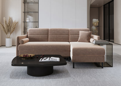 MIRIAM - Universal Corner Sofa with Sleeping Function Black  >215cm<