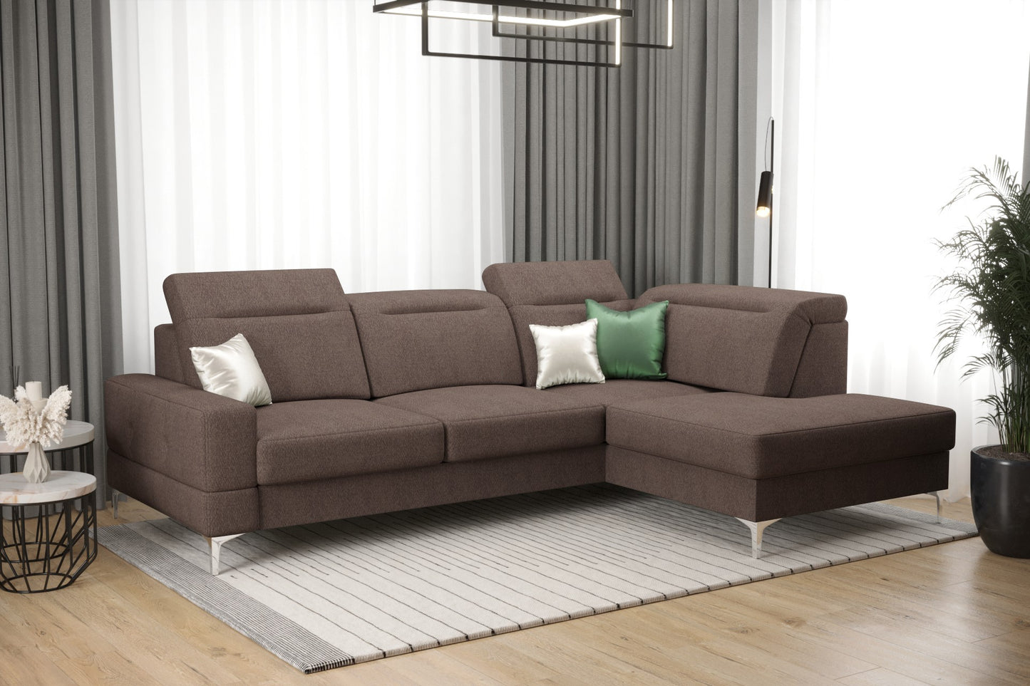 MALIBU MINI - Corner Sofa with Sleeping Function, Various Colours, Left or Right Corner Position >250 x 180cm<