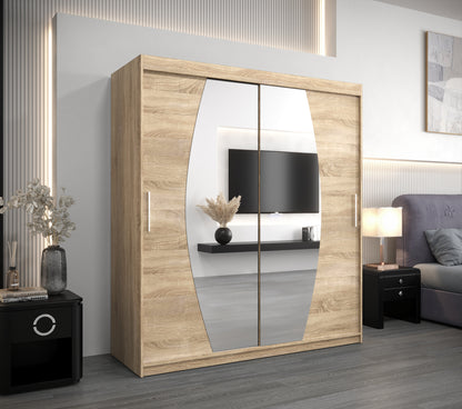 ECLIPTO - Wardrobe Sliding Doors Mirrors Colour Combinations Drawers Optional >180cm x 200cm<