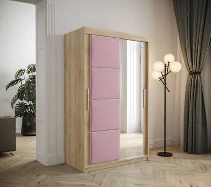 TAPPY - Wardrobe Mirror 2 Colours 7 Colours Upholstered Front Panels Drawers Optional >120cm x 200cm<