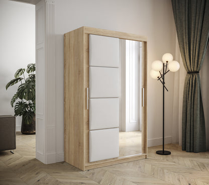TAPPY - Wardrobe Mirror 2 Colours 7 Colours Upholstered Front Panels Drawers Optional >120cm x 200cm<