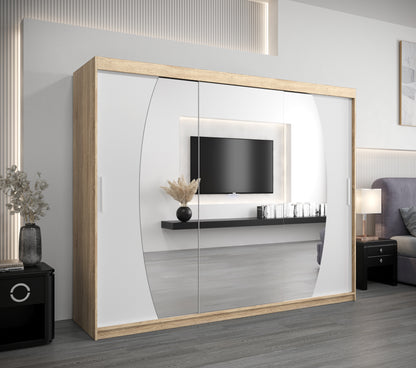 ECLIPTO - Wardrobe Sliding Doors Mirrors Colour Combinations Drawers Optional >250cm x 200cm< ASSEMBLY INCLUDED