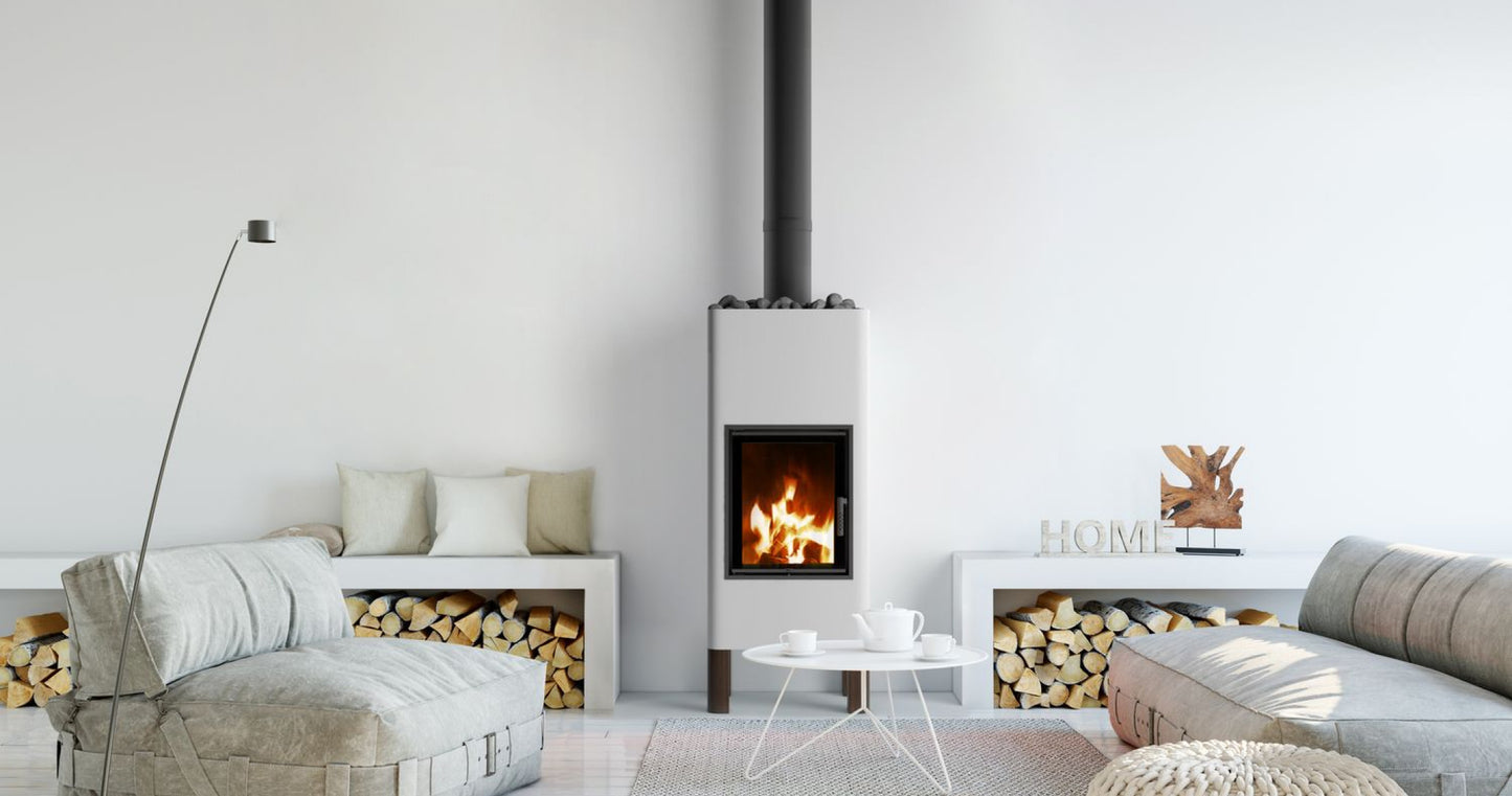 TIMO Freestanding Fireplace - Minimalist Form and High Efficiency, 2 Colours