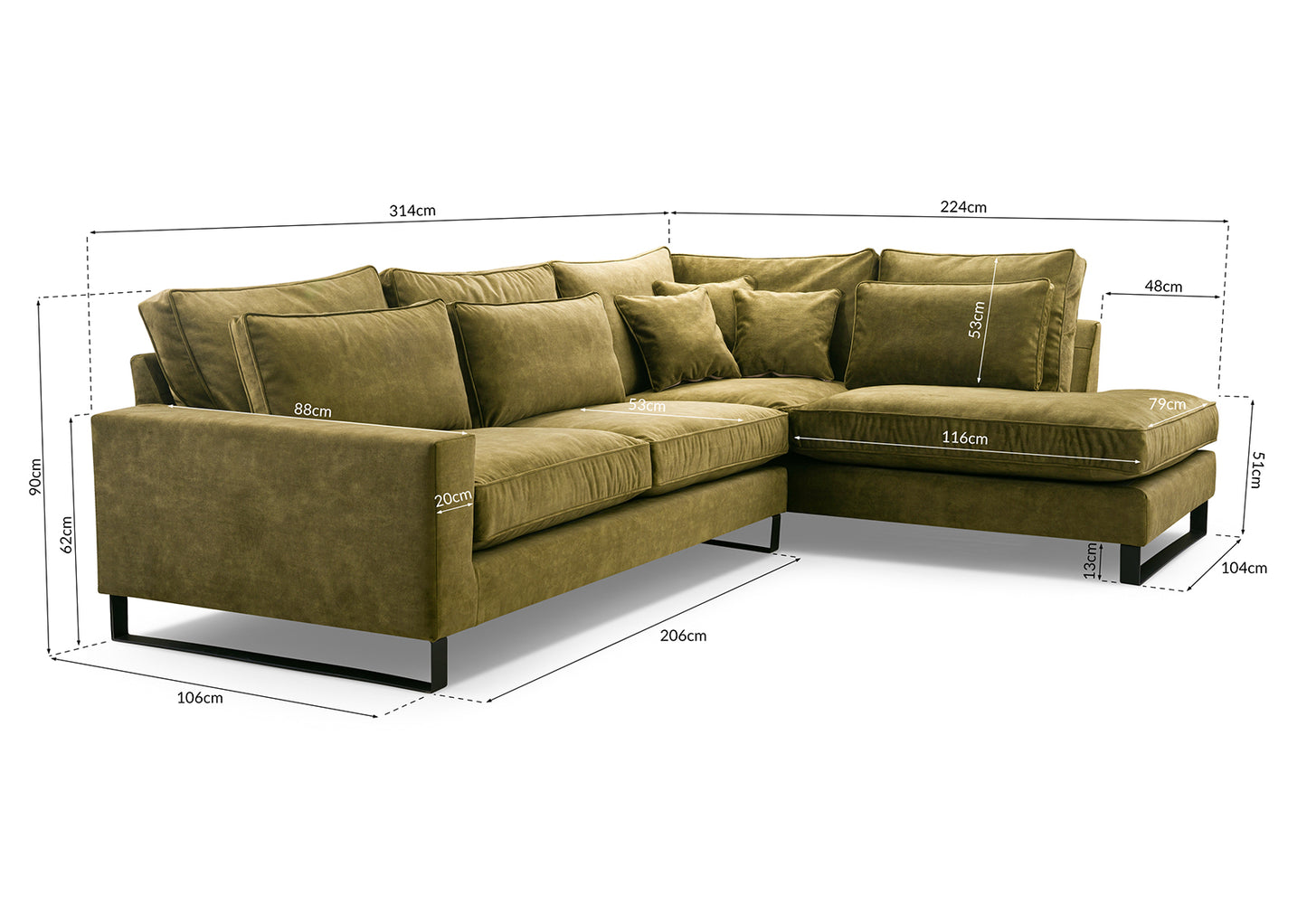 CORRIE METAL - Very comfortable and elegant Corner Sofa with an awesome set of cushions >314x224cm<